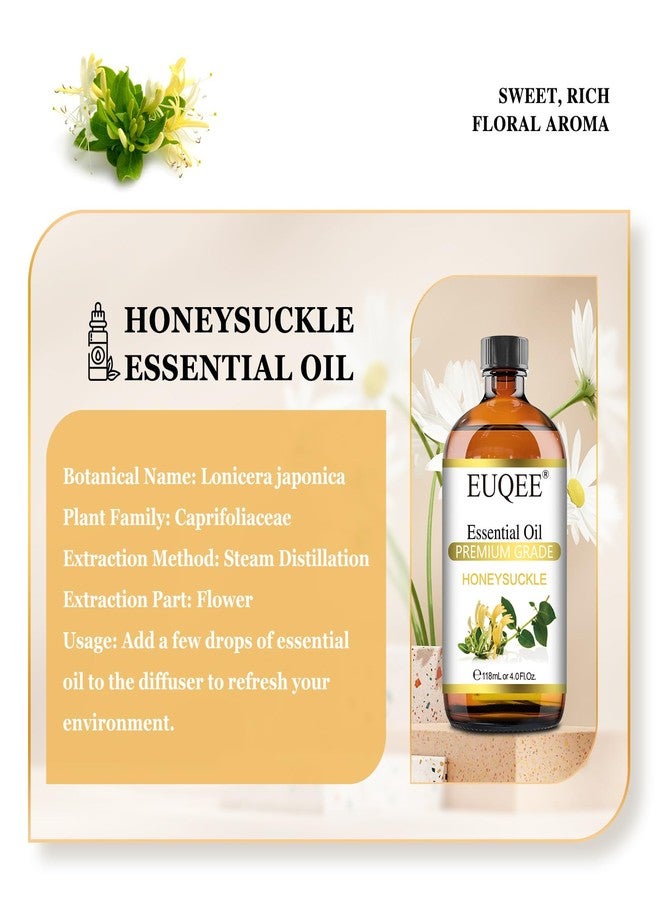 EUQEE Honeysuckle Essential Oil 118ml Pure Honeysuckle Oil Premium Essential Oil - with Glass Dropper Great for Diffuser, DIY Soap, Candle Making - 4Fl. OZ - Image 2
